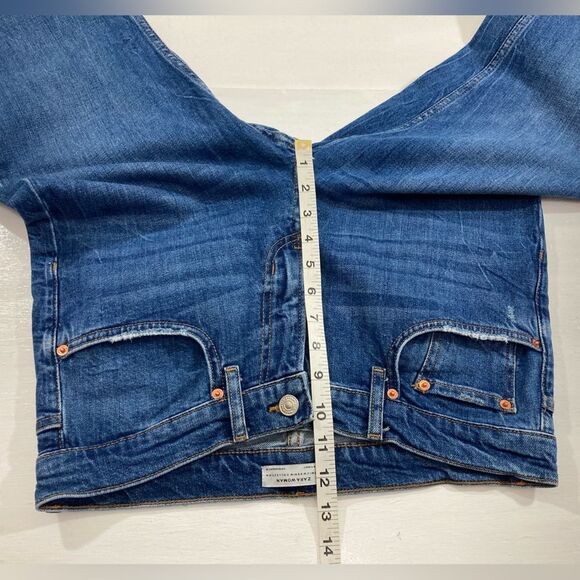 Zara Premium Jeans Women’s 8 Blue Denim High Rise Distressed Tapered Leg - Picture 9 of 12